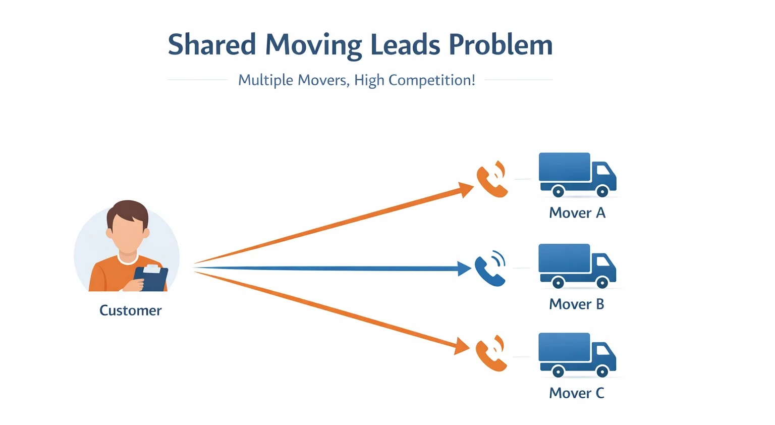 Shared moving leads showing multiple movers competing for one customer